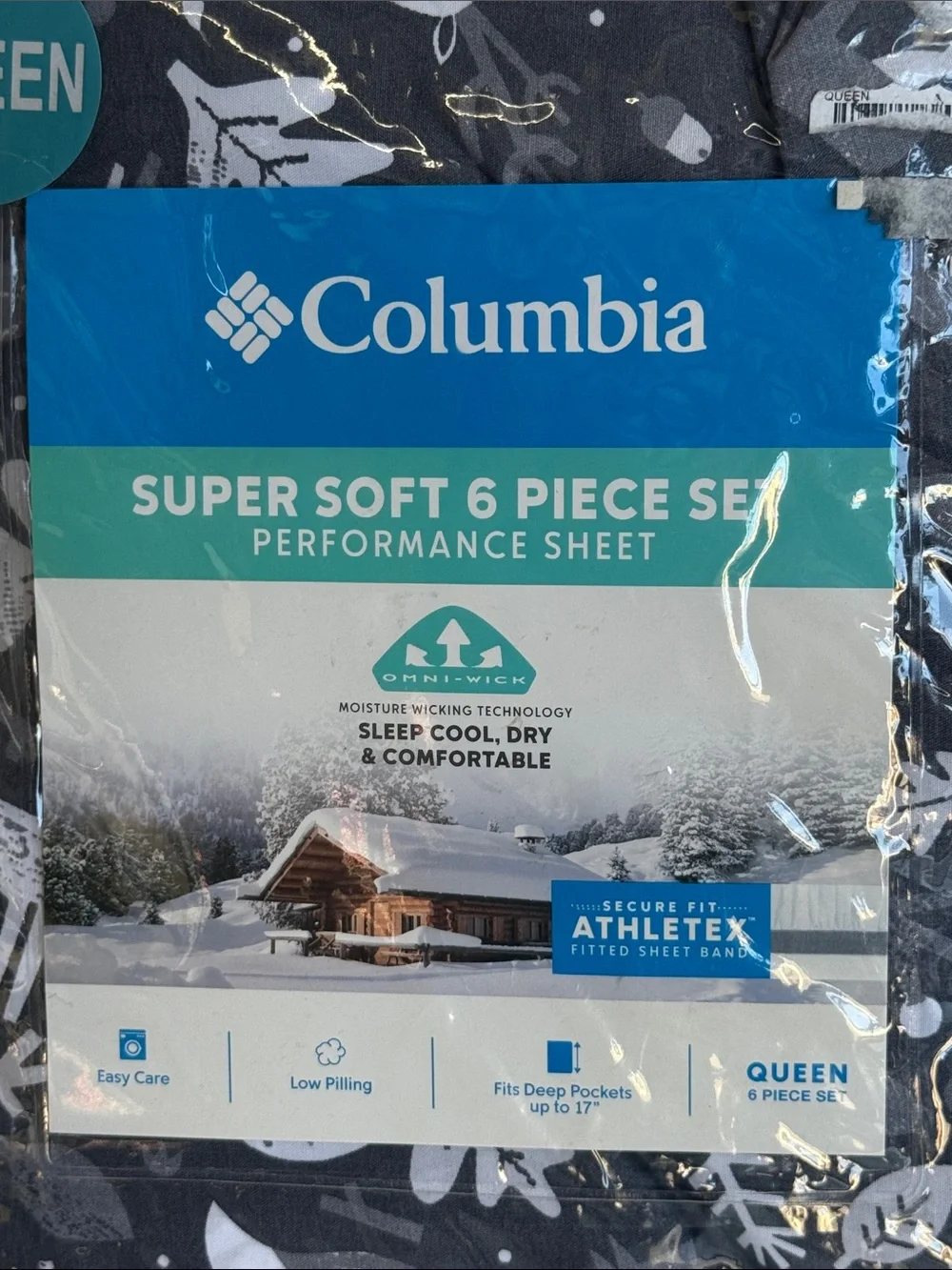 NEW Columbia SUPER SOFT 6 PIECE SET PERFORMANCE SHEET QUEEN WOODLAND ANIMAL BLAC